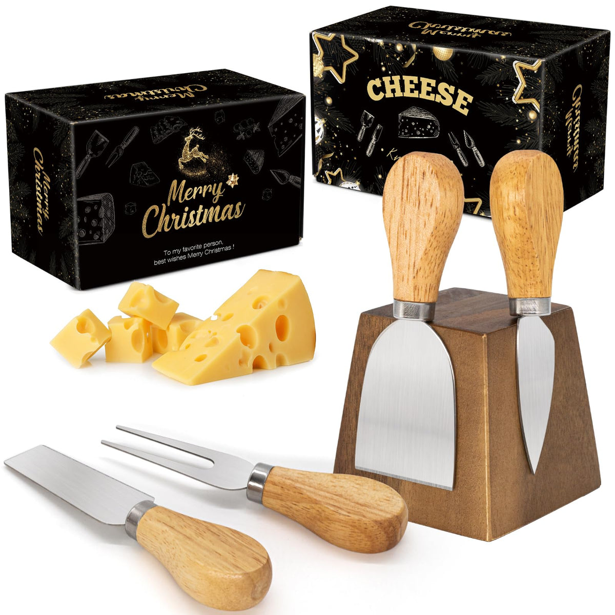 HEORIM set de cuchillos para queso 4 piezas para cortar y servir con precisión