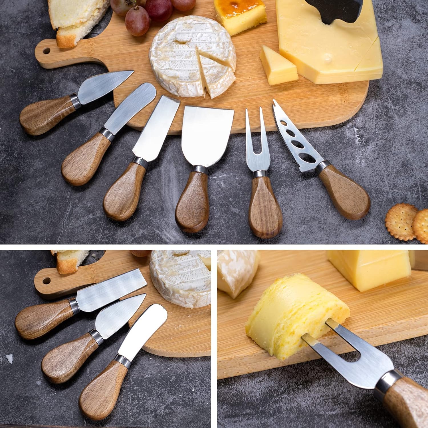 Tenedor HEORIM para queso, ideal para servir en tablas.