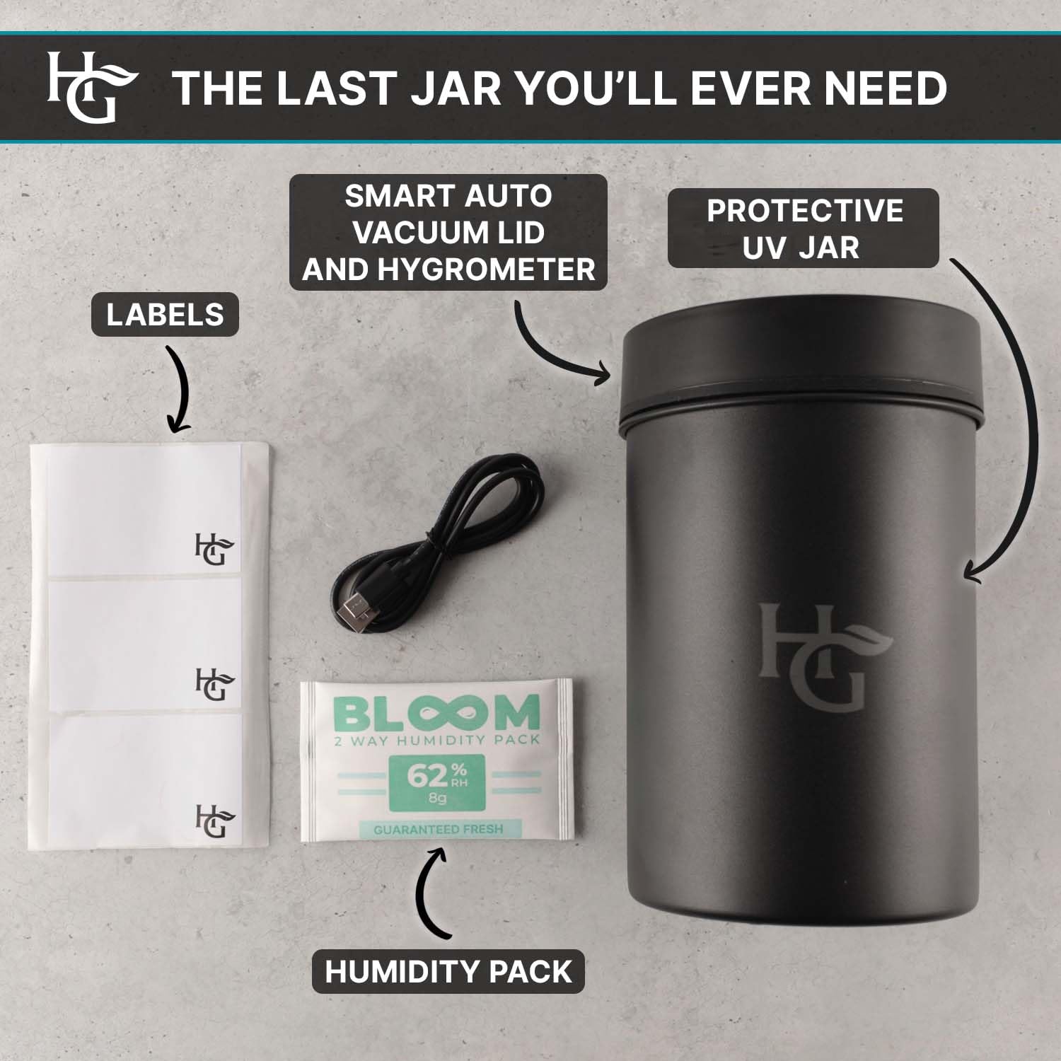 Herb Guard tarro con higrometro incorporado para seguimiento preciso de humedad