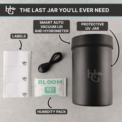 Herb Guard tarro con higrometro incorporado para seguimiento preciso de humedad
