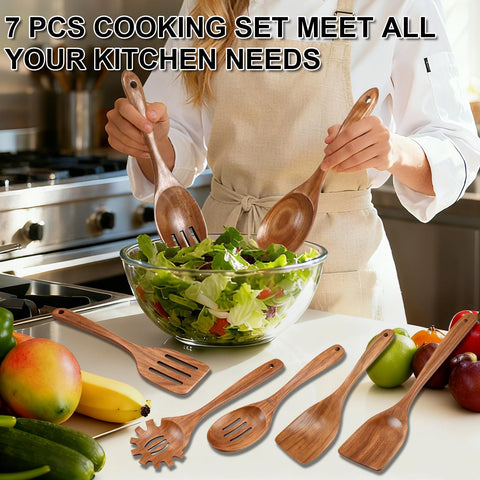 Tenedor para ensalada de teca Herda para mezclar y presentar