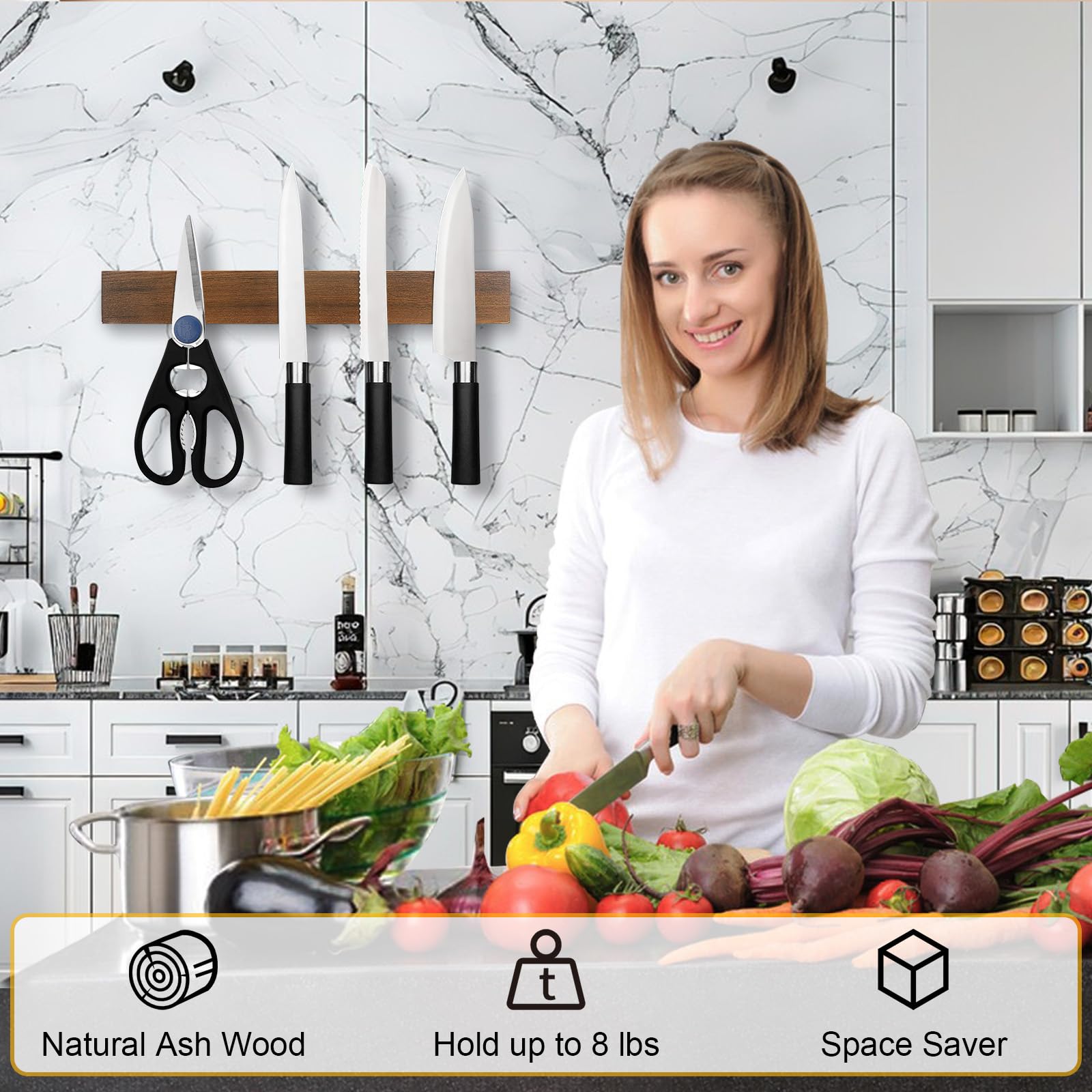 HEREOF Barra magnética compacta para ahorrar espacio en cocina.