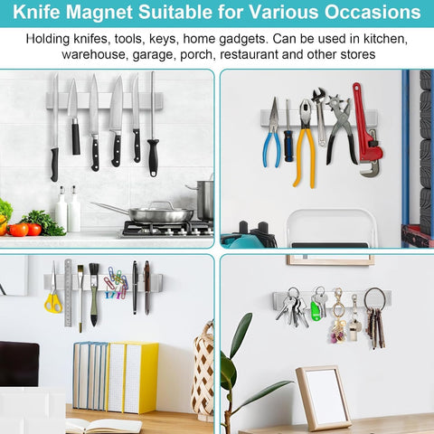 HEREOF cinta magnética para cuchillos en la cocina, sujeción segura para cuchillos pesados.
