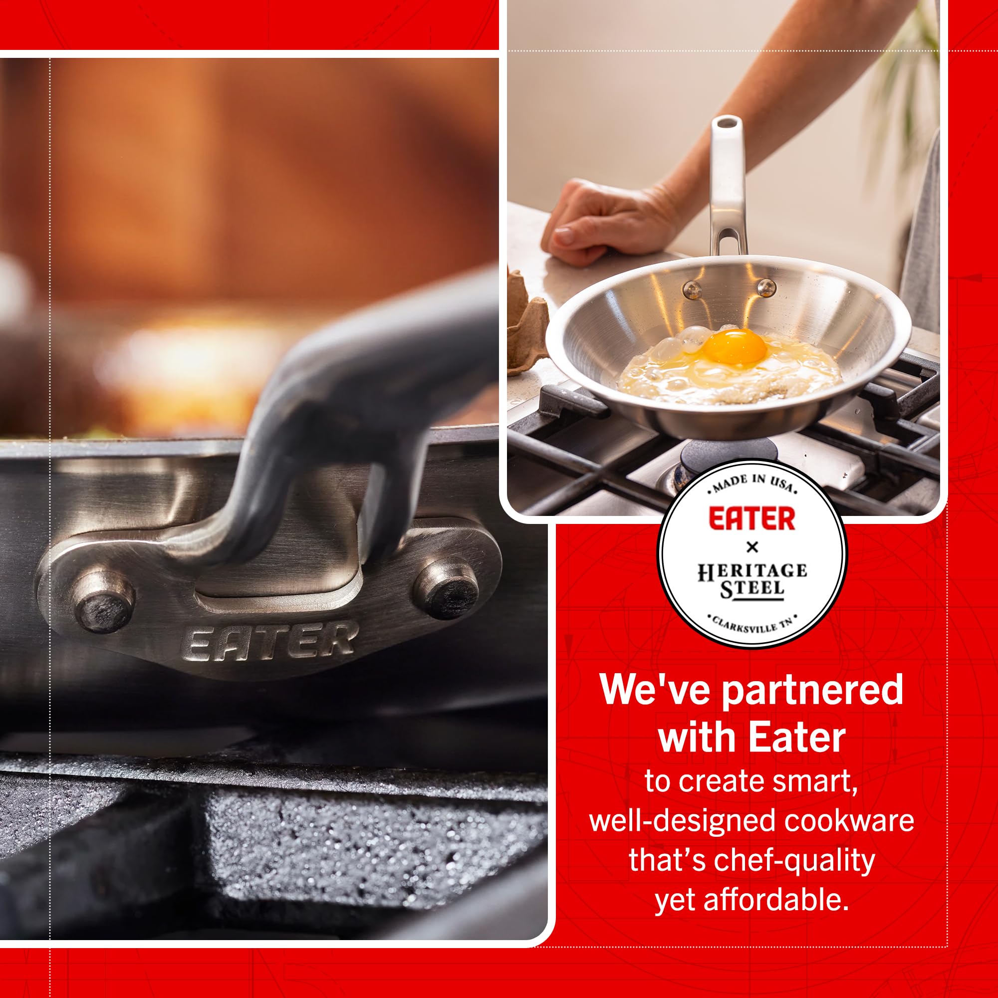 Heritage Steel Eater 8.5 pulgadas, mango frío para cocinar con comodidad.