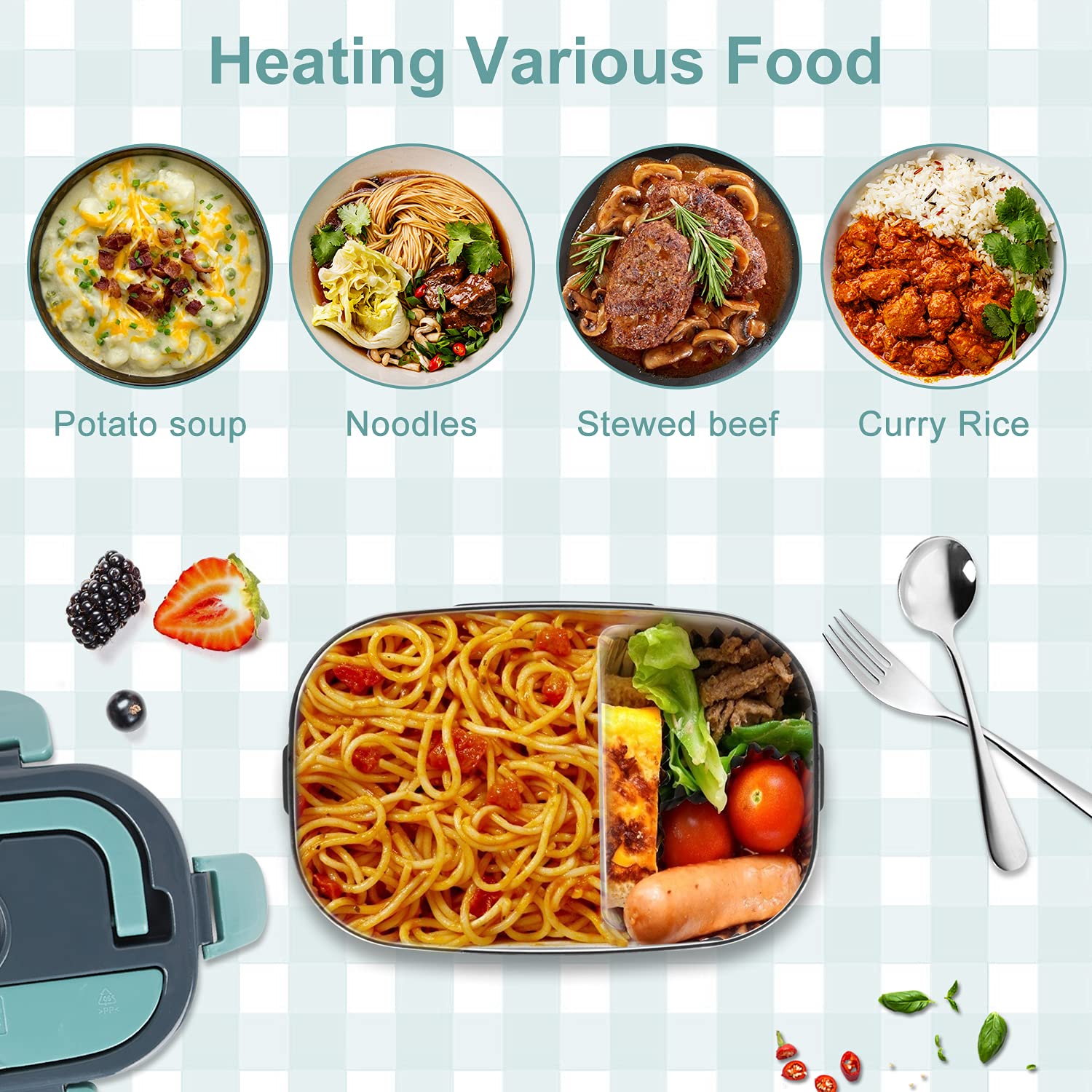 Herrfilk almuerzo eléctrico: apto para lavavajillas para limpieza fácil