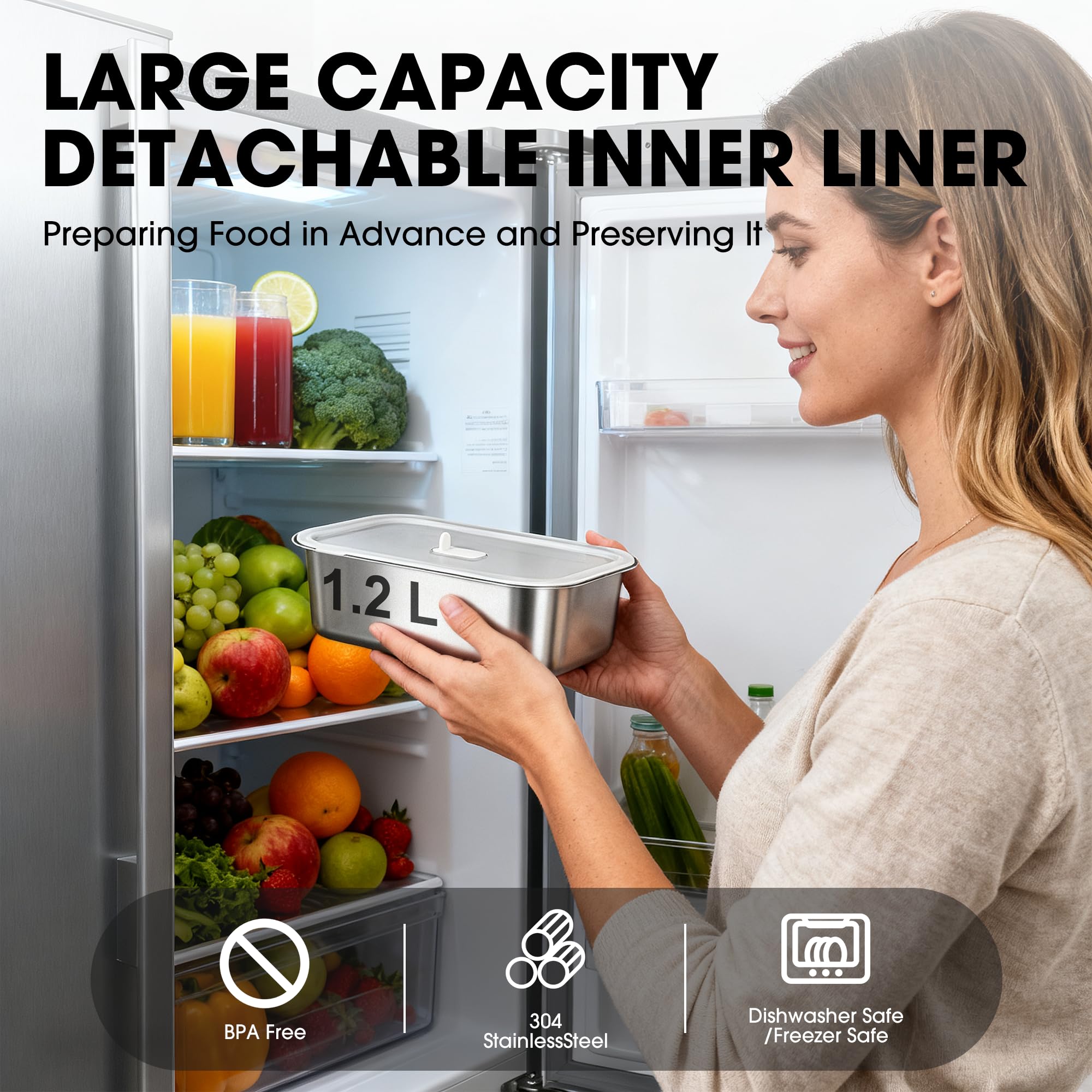 Herrfilk caja de comida eléctrica piezas lavables, limpieza en lavavajillas.