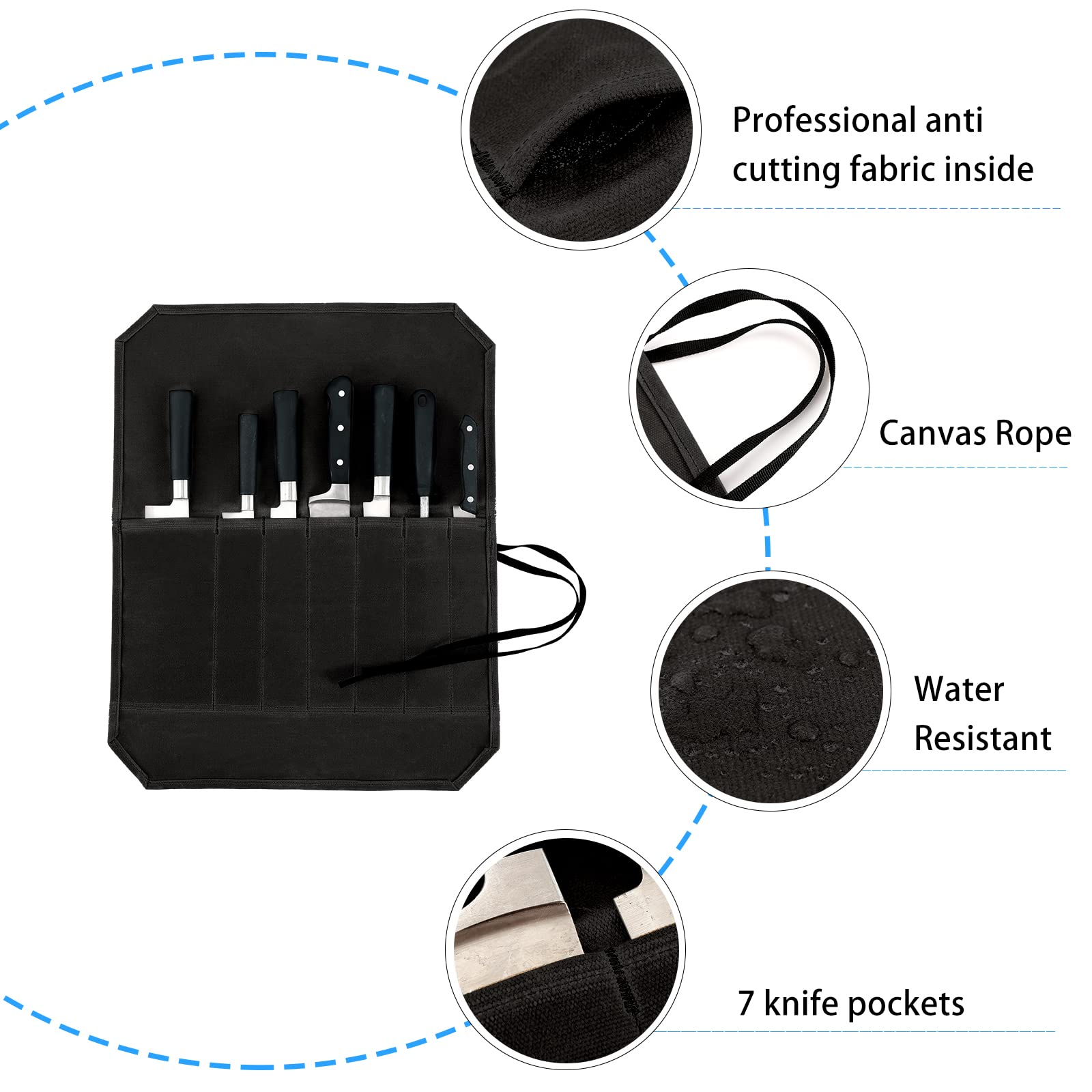 HERSENT estuche para cuchillos con capacidad de siete piezas.