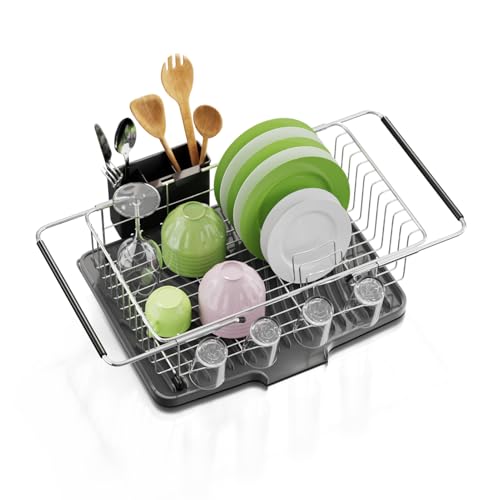 Barra extensible de soporte Herxsin para utensilios, acabado gris