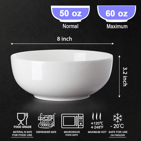 Conjunto Hesen de tres tazones de porcelana blanca para servir
