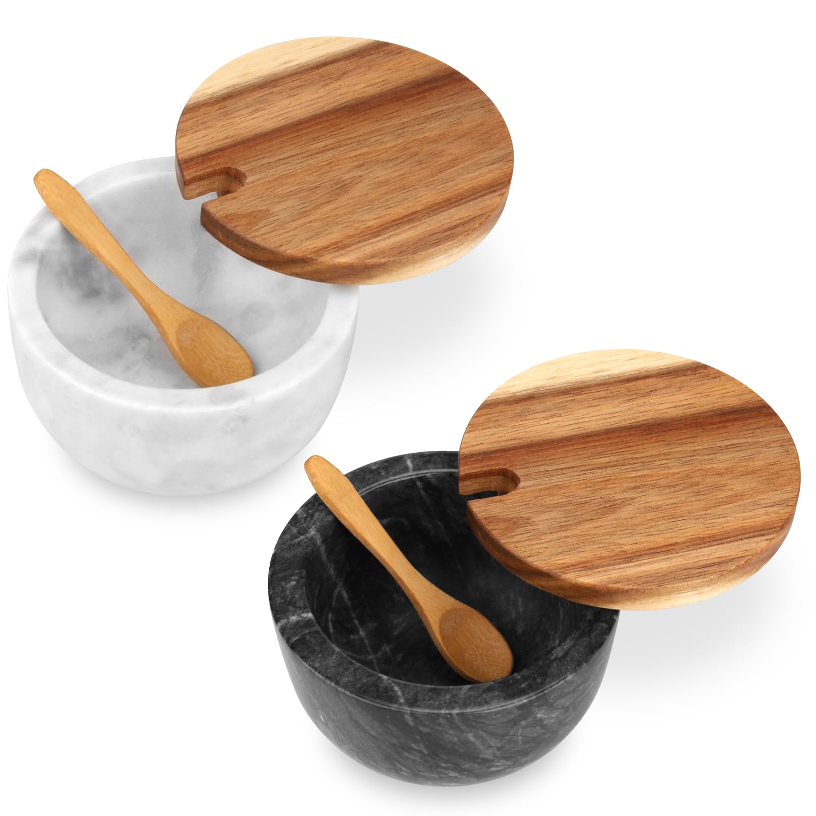 HESHIBI salero en caja con tapa de marmol, diseño elegante para la cocina