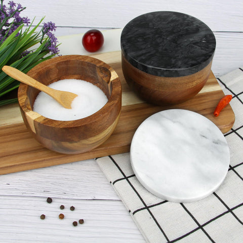 HESHIBI salero con tapa de mármol blanco añade elegancia al mostrador.