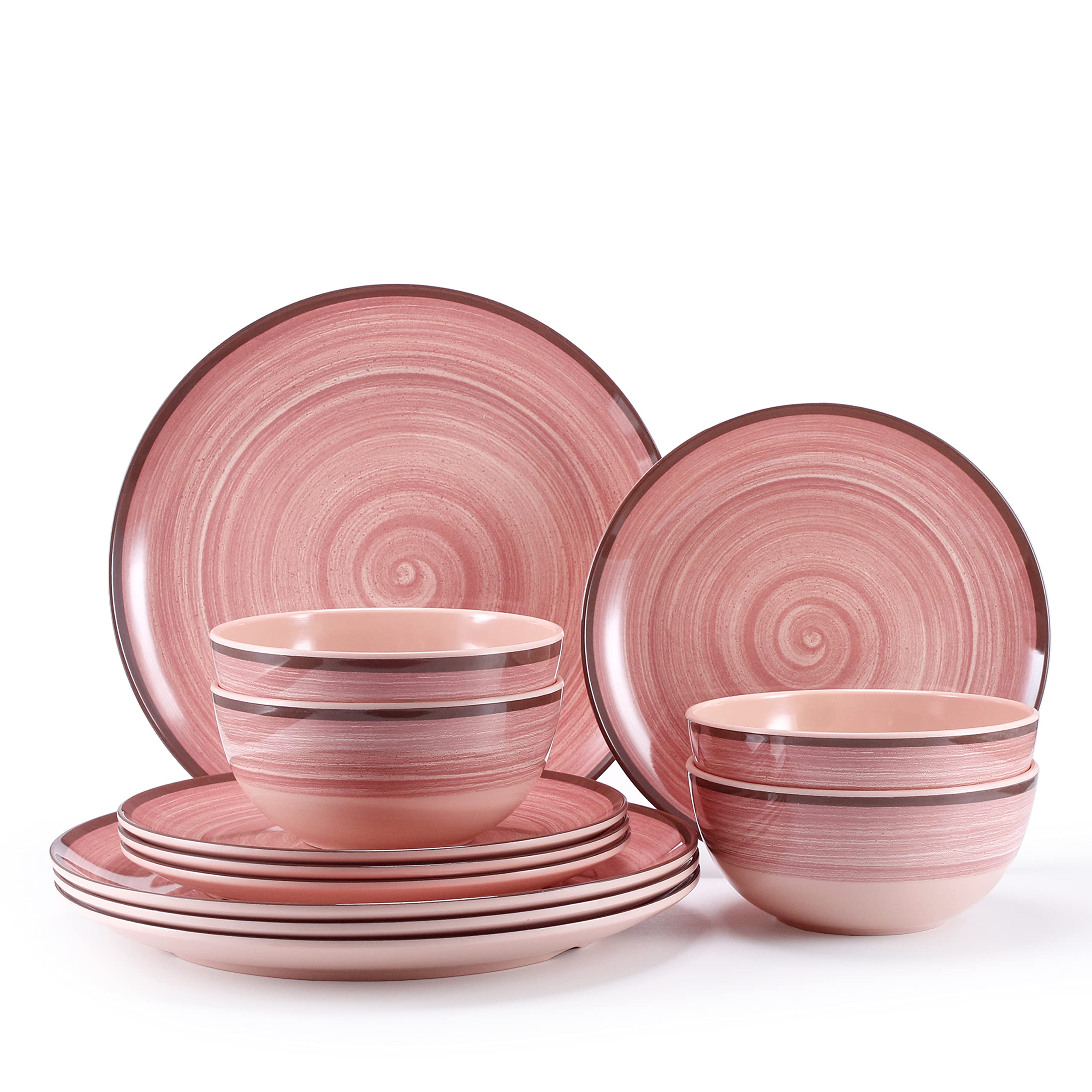Hesinco set melamina rosado – platos principales para uso diario