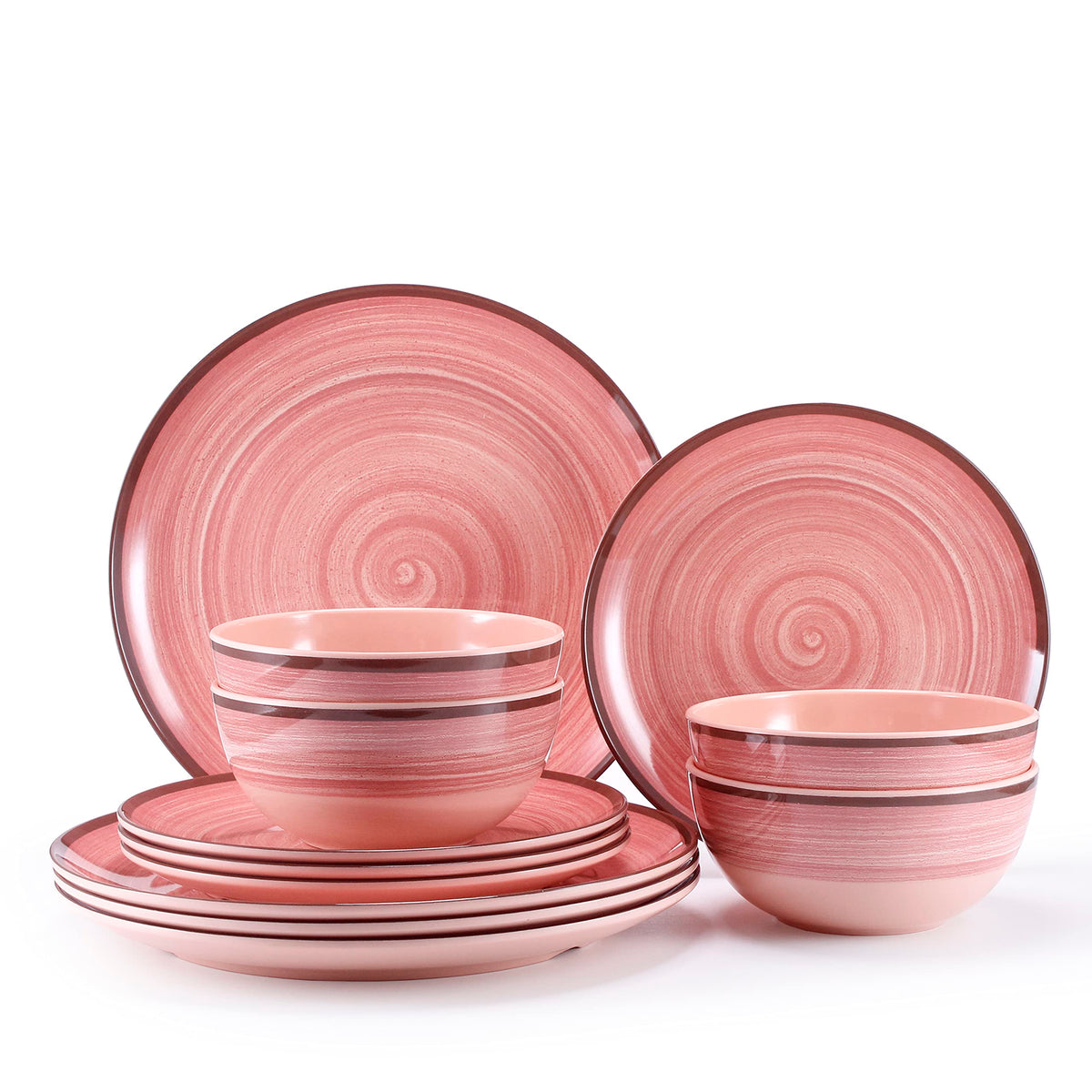 Hesinco set melamina rosado – platos principales para uso diario