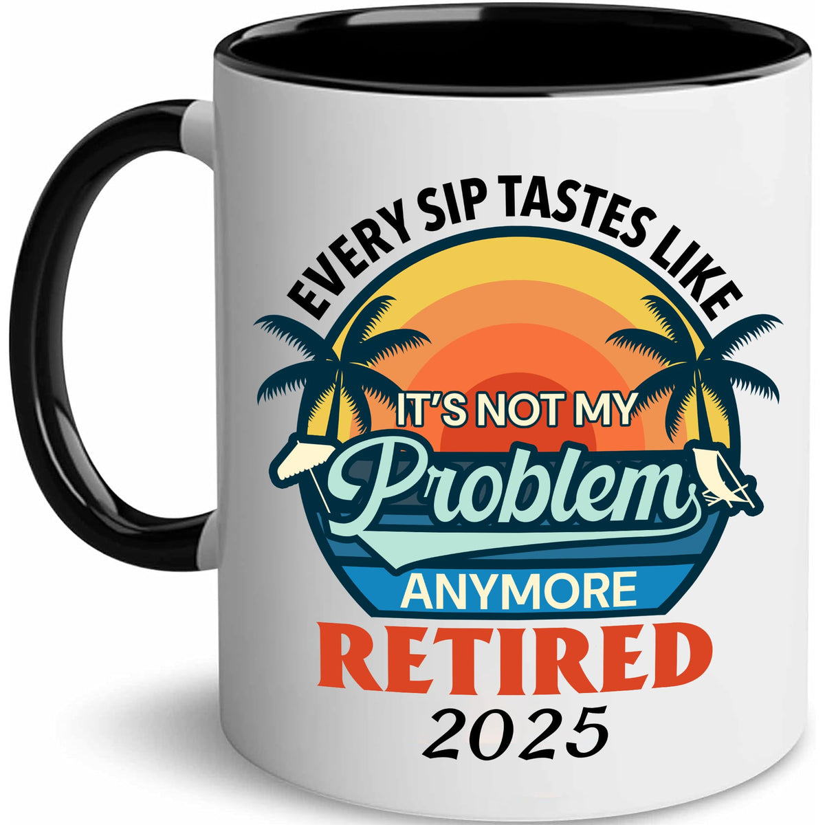 Taza Heulinwen de jubilación con impresión doble, ideal para regalo de despedida.