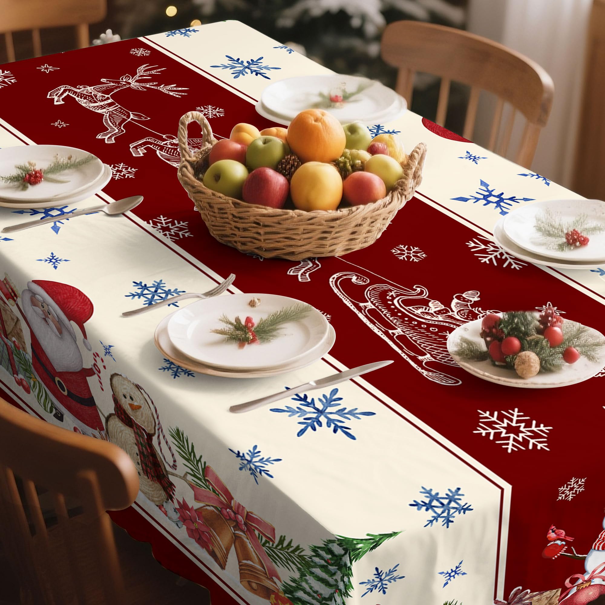 Mantel Hexagram arbol navideno para mesa rectangular