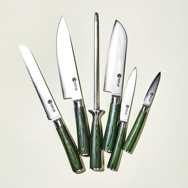 HexClad cuchillo pan 8 pulgadas damasco para rebanar pan con facilidad.