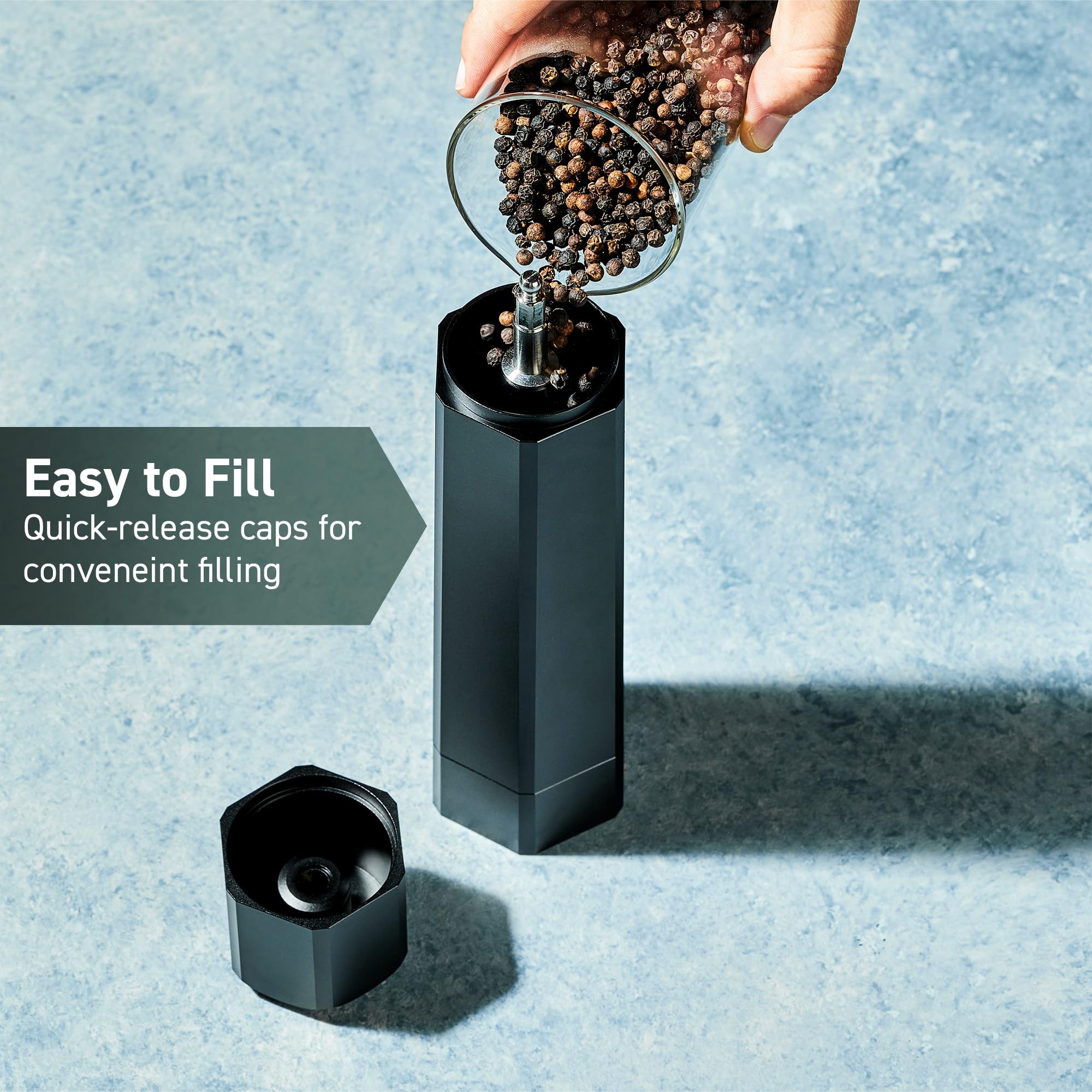 HexClad HexMill molinillo pimienta molienda gruesa para carnes