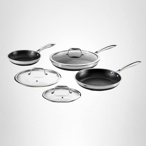Tapa de vidrio templado HexClad, horno hasta 400°F para recetas flexibles.