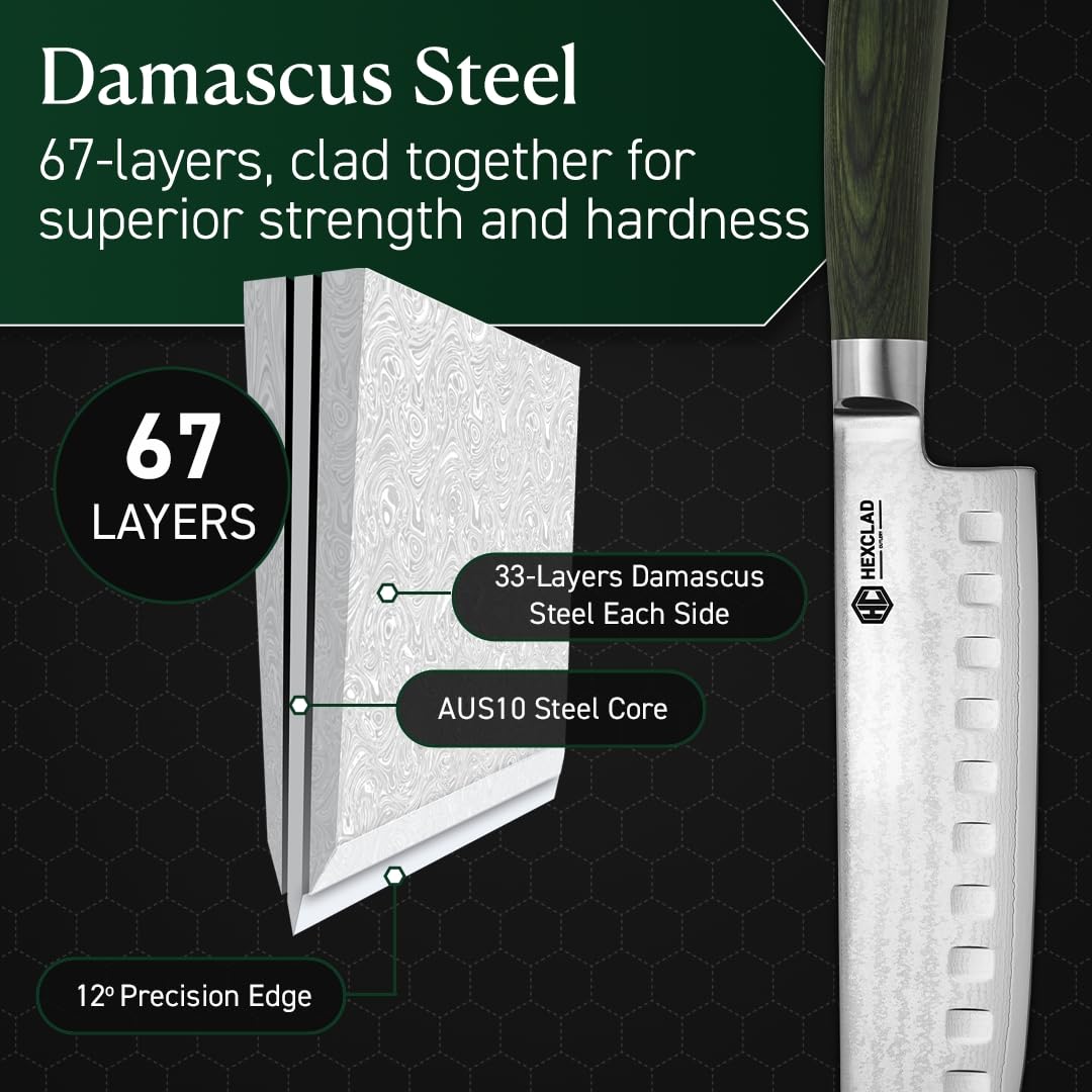 Diseño rectangular y filo doble para cortes precisos con HexClad Nakiri