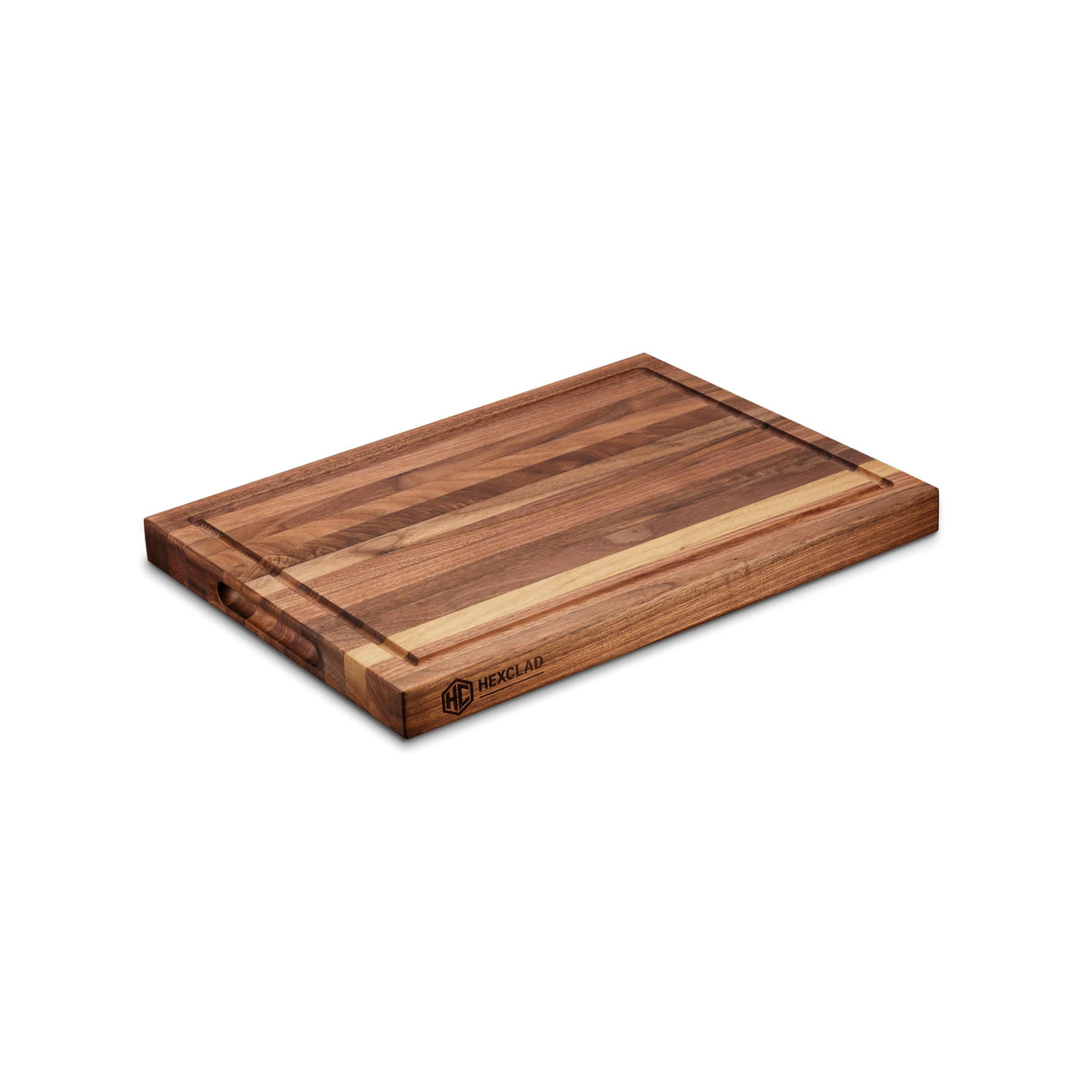 HexClad tabla de corte nogal en primer plano, elegante y duradera para la cocina diaria.