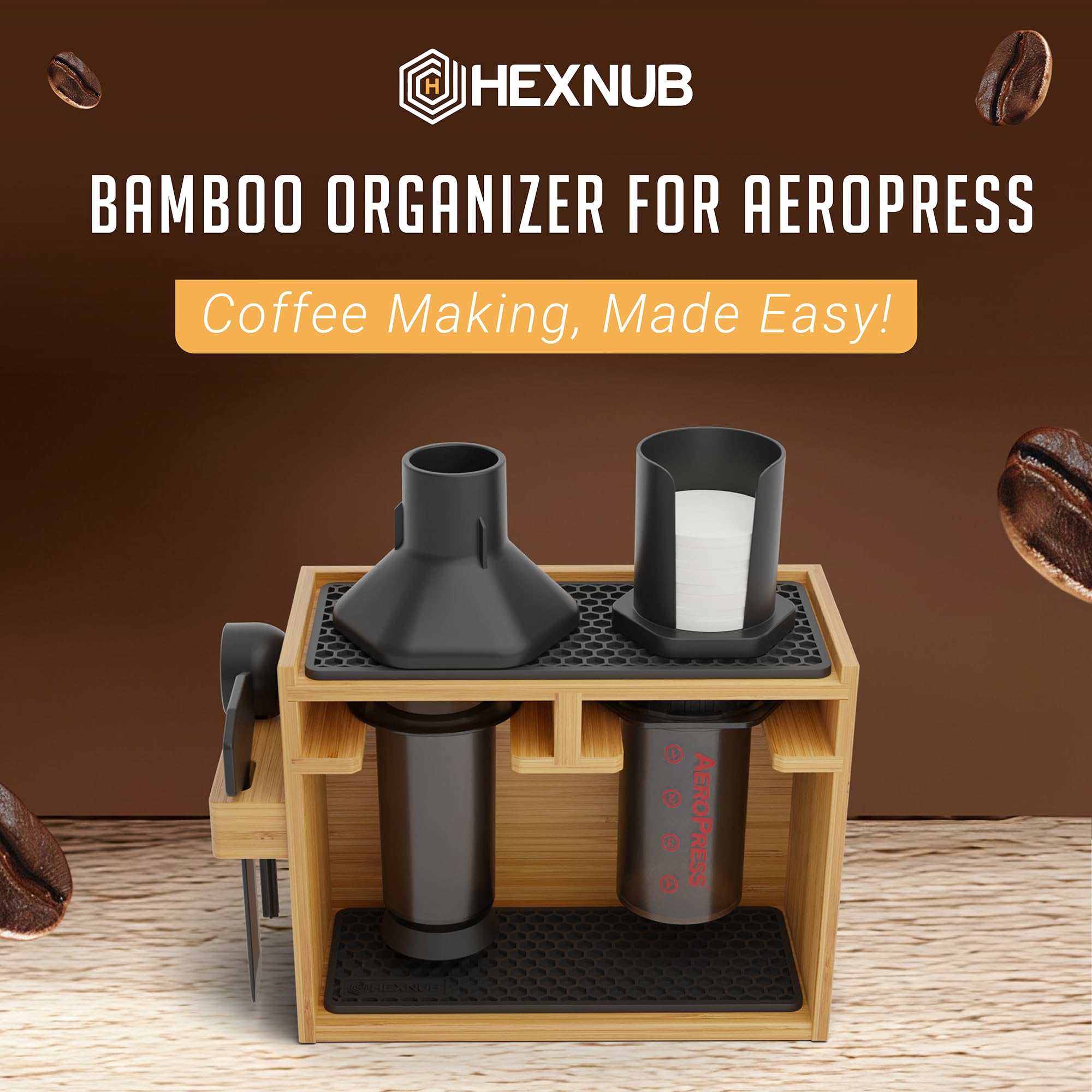 HexNUB estantería de bambú elegante que añade calidez a la cocina.