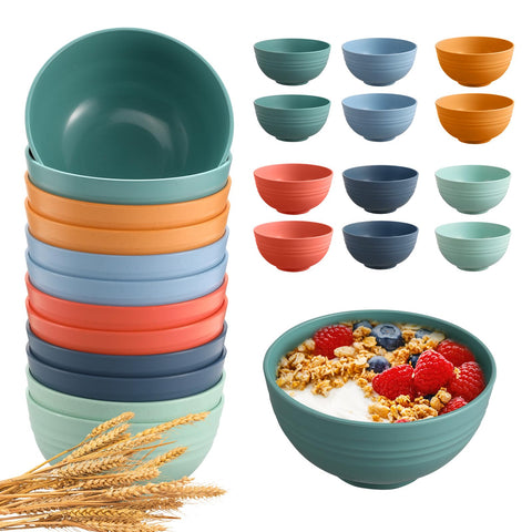HEYCOME tazones cereal multicolor apilables y duraderos para comidas diarias.