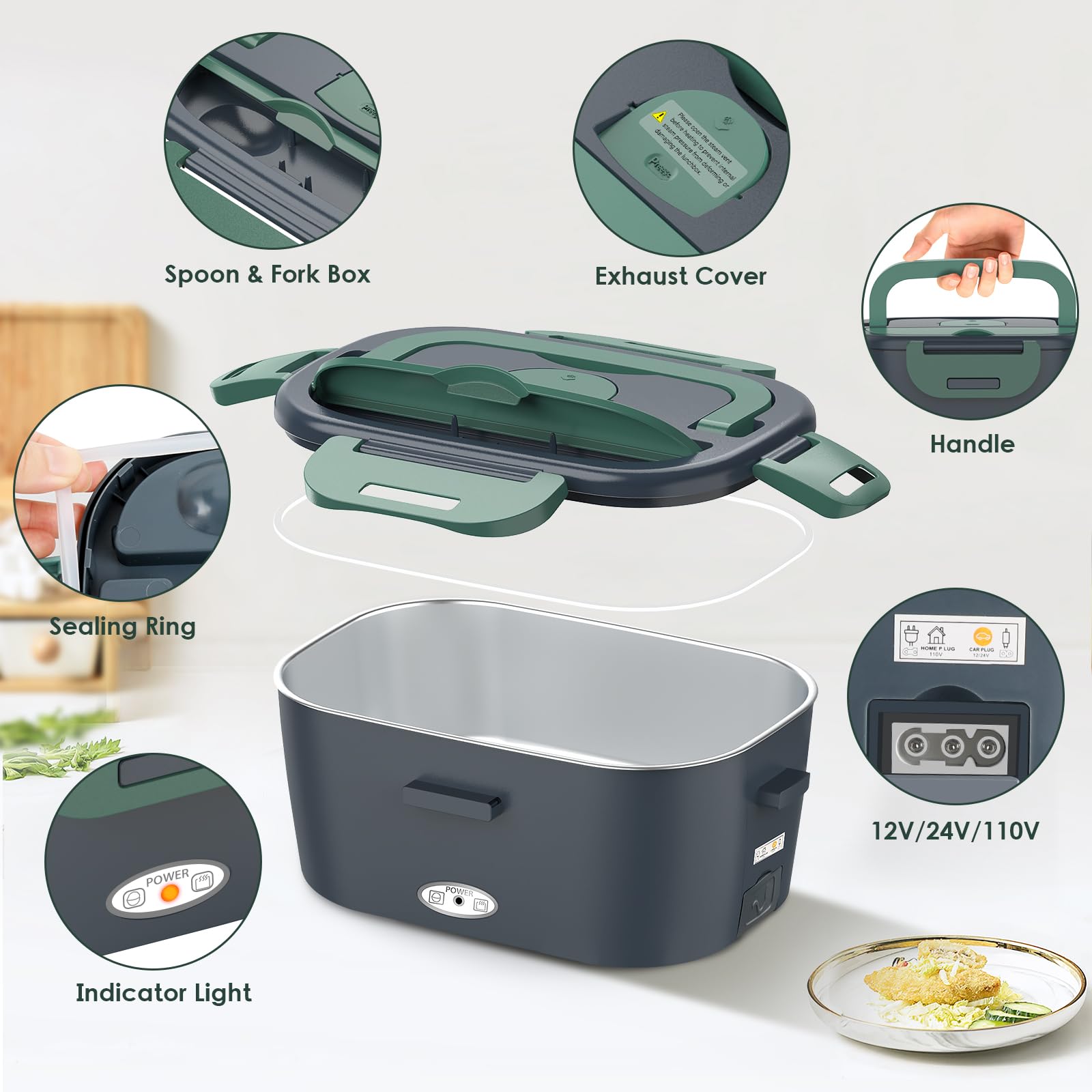 Heyfavor Lunchbox incluye cuchara y tenedor para comer fuera de casa.