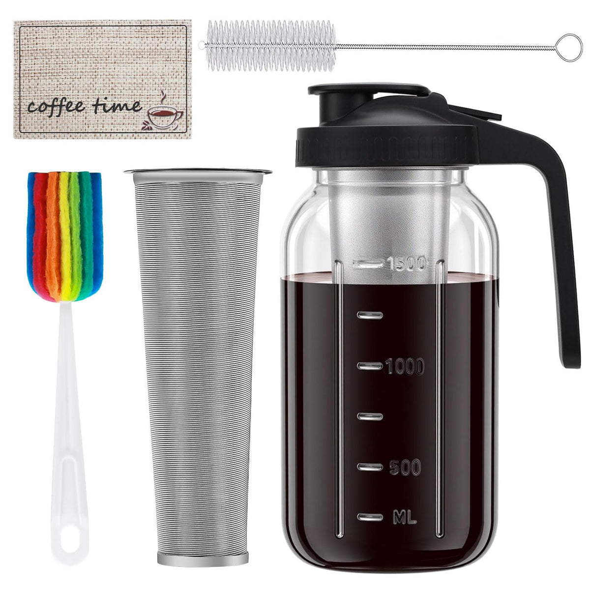 Heyglee jarra infusión fría con filtro de acero inoxidable para café suave.