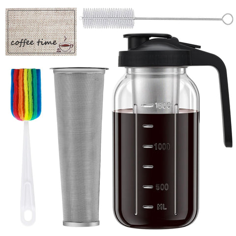 Heyglee jarra infusión fría con filtro de acero inoxidable para café suave.