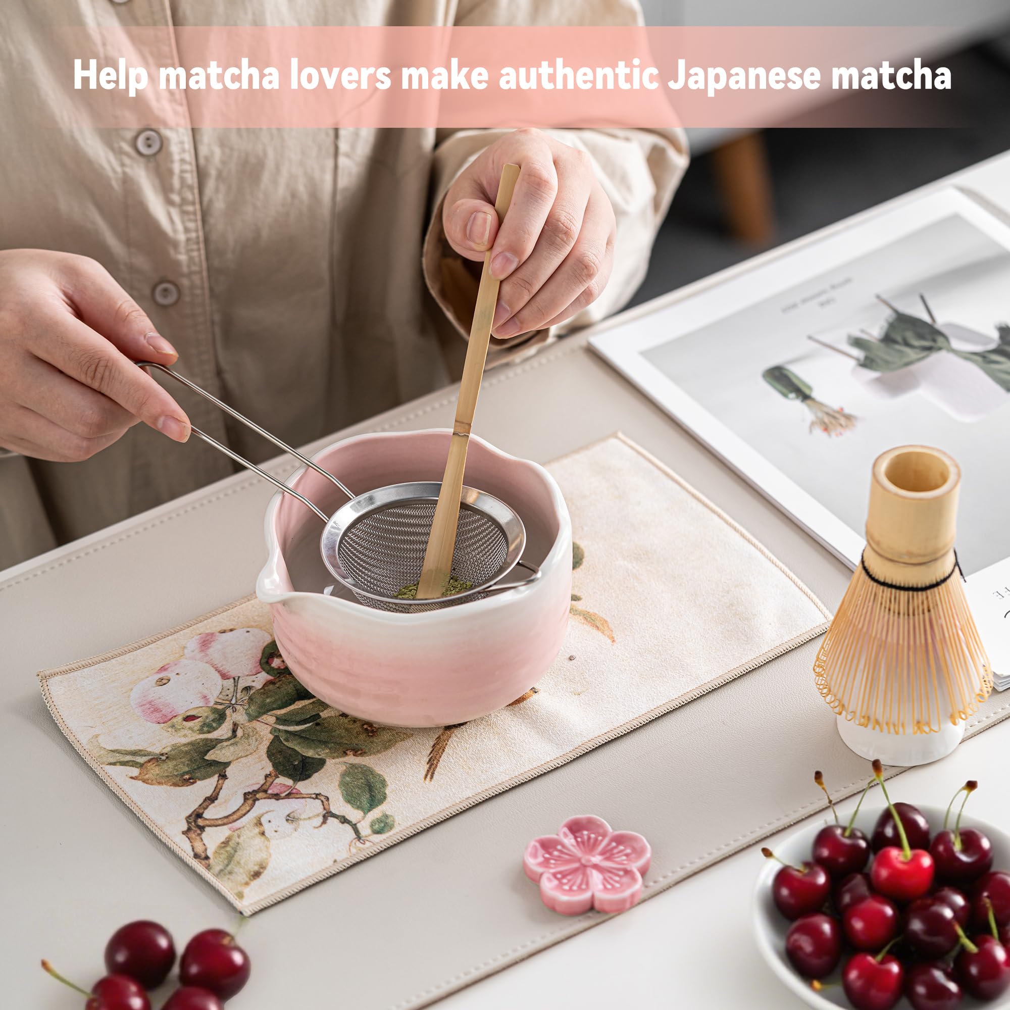 Heymirro Conjunto Matcha: chasen de bambu con 80 dientes finos para espuma cremosa.