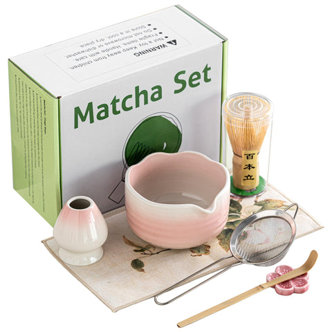 Heymirro Conjunto Matcha: tazon ceramico con pico para verter sin goteos.