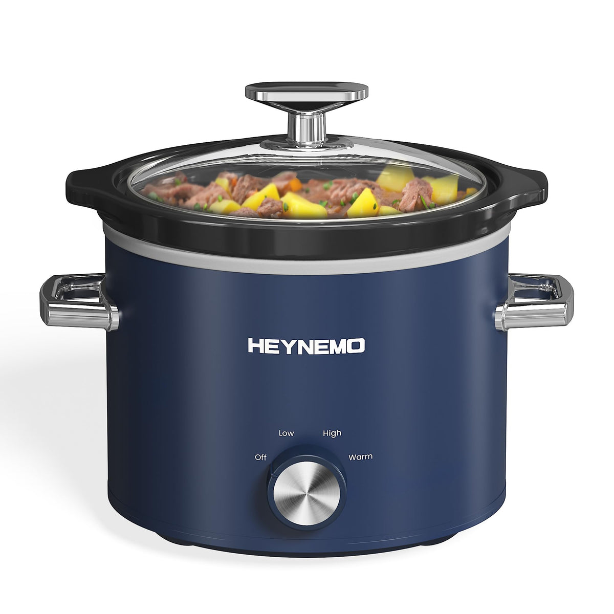 HEYNEMO Olla lenta 2qt, capacidad ideal para porciones pequeñas.