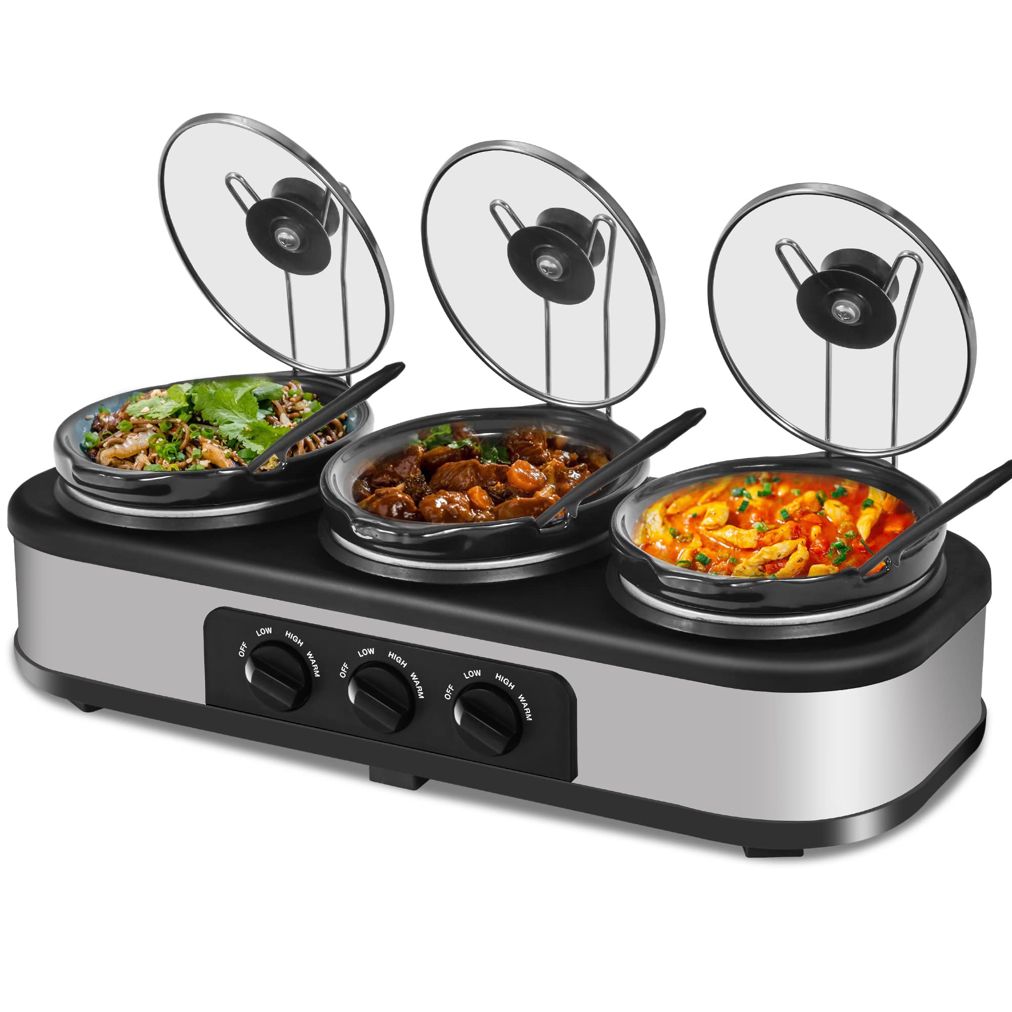 HEYNEMO triple cocedor lento, servidor buffet para fiestas mantiene la comida caliente