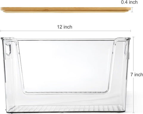 Heyuzb contenedor de cocina con tapa de bambú, seguro para alimentos.