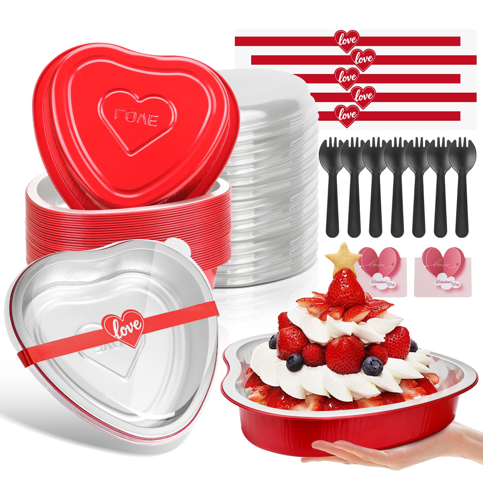 HEYYUMI molde corazón 22oz con tapa, ideal para hornear y servir.