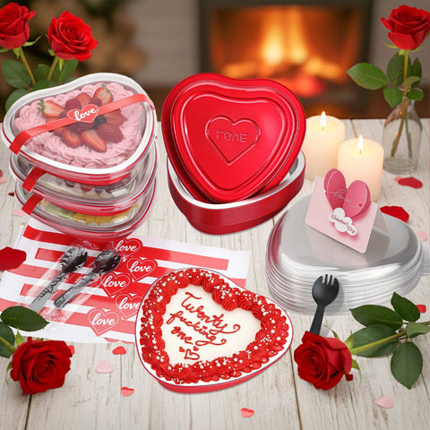 HEYYUMI moldes corazón aluminio 20 piezas, perfectos para pasteles y postres.