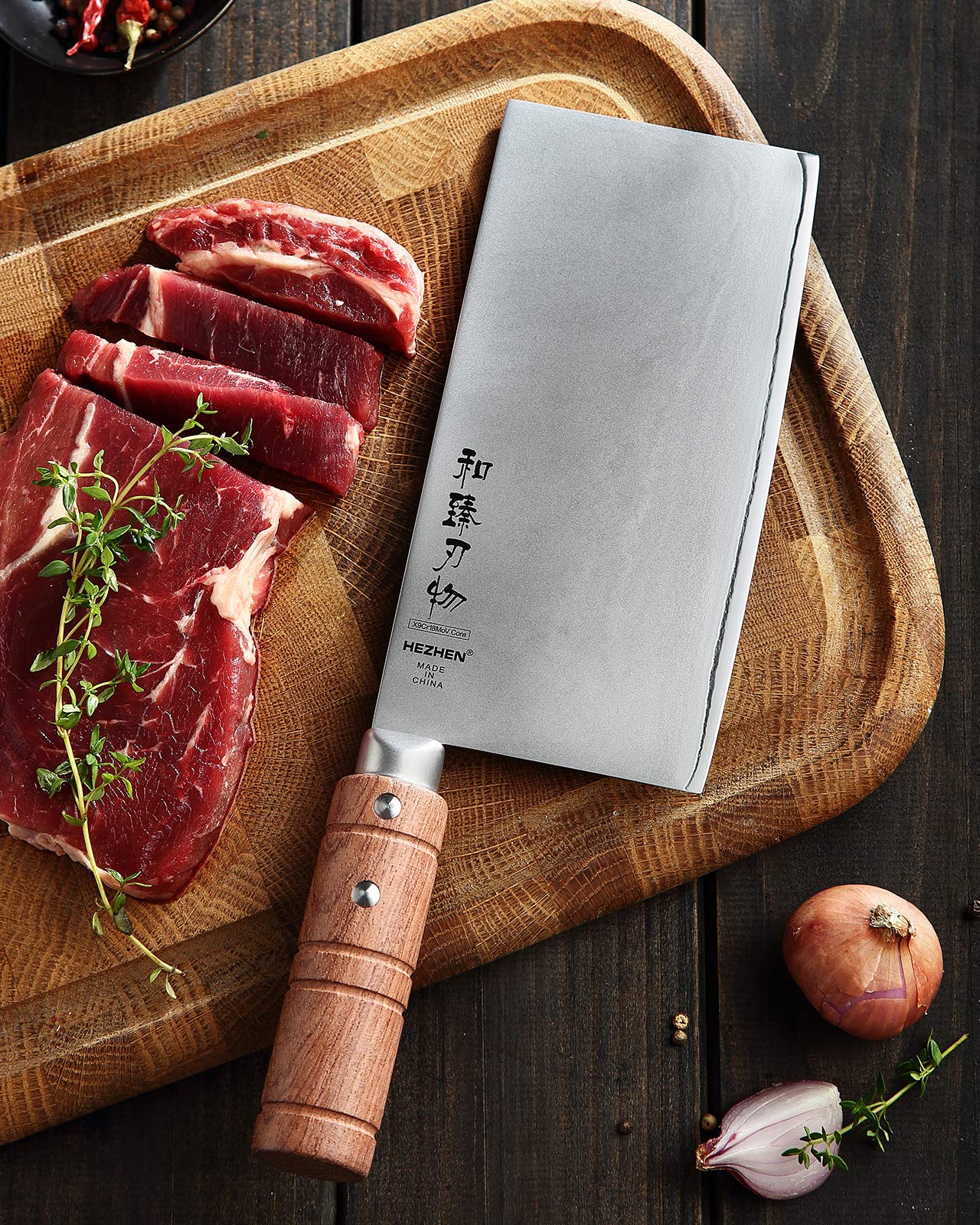 HEZEN cuchillo cleaver, filo afilado y rendimiento confiable