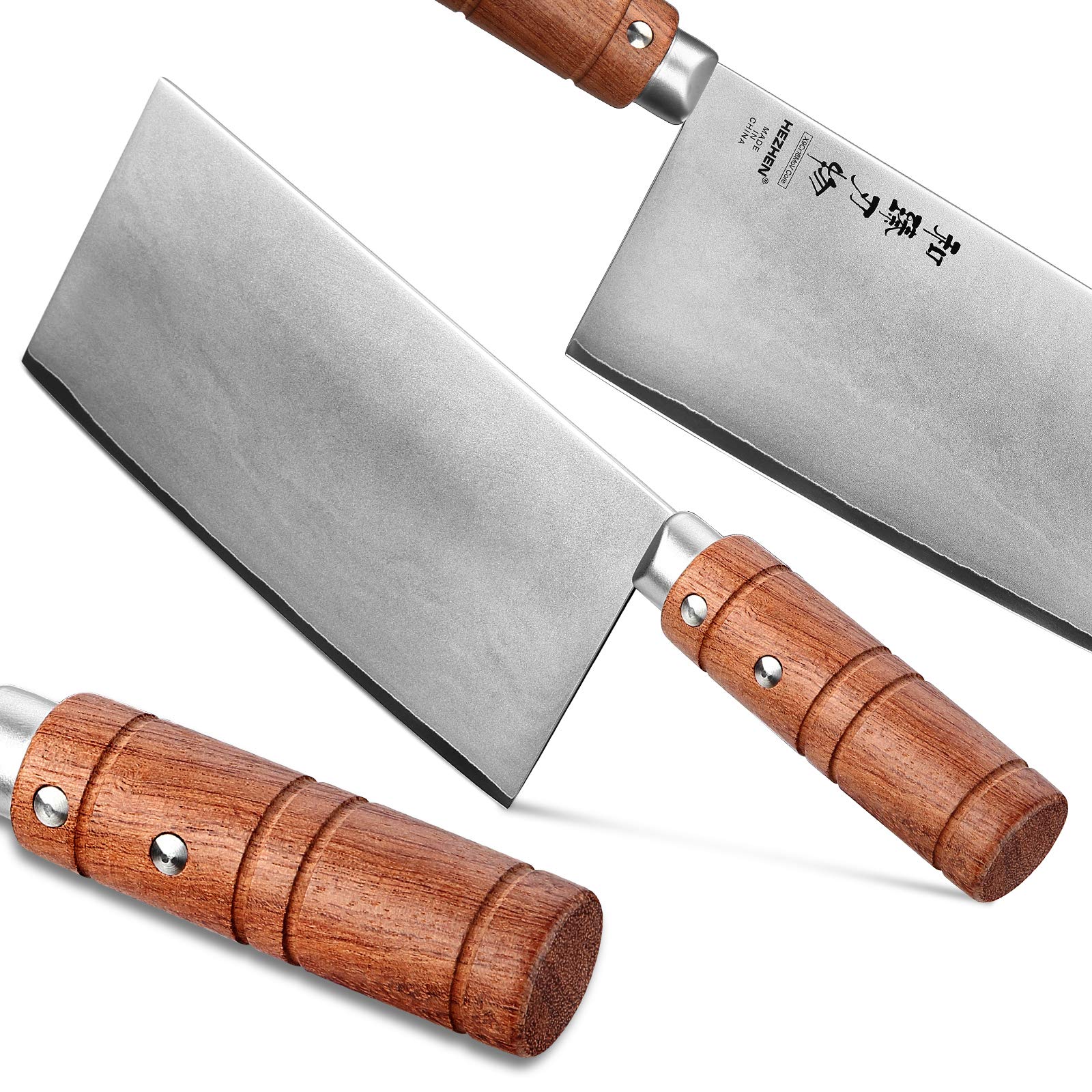 HEZEN cuchillo cleaver de 7 pulgadas, mango Padauk, agarre cómodo para uso prolongado