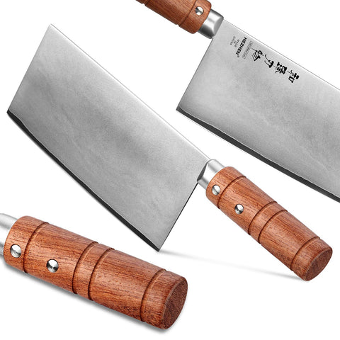 HEZEN cuchillo cleaver de 7 pulgadas, mango Padauk, agarre cómodo para uso prolongado