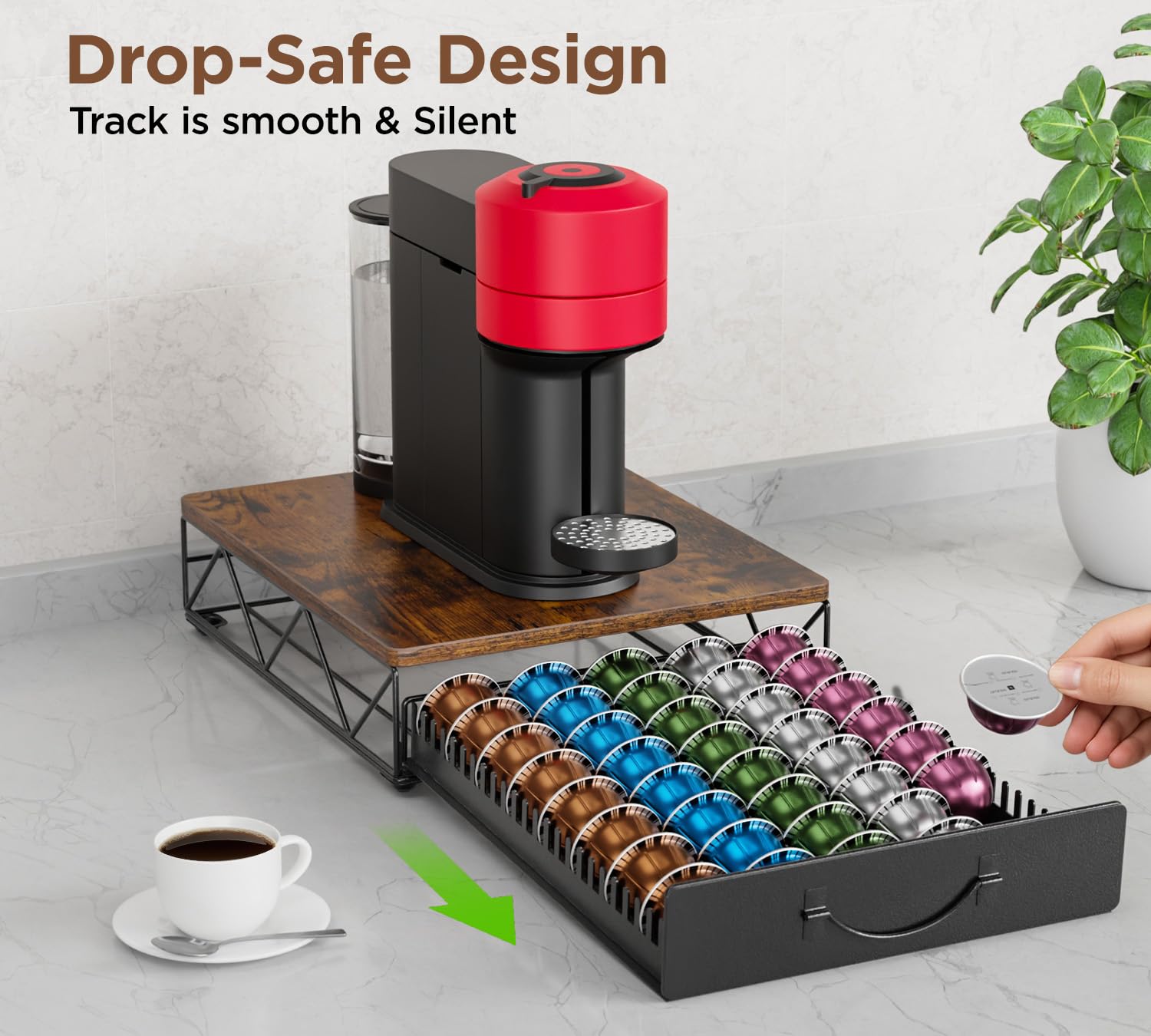 HFHOME Vertuo Pod Holder pies antideslizantes para estabilidad en la encimera.