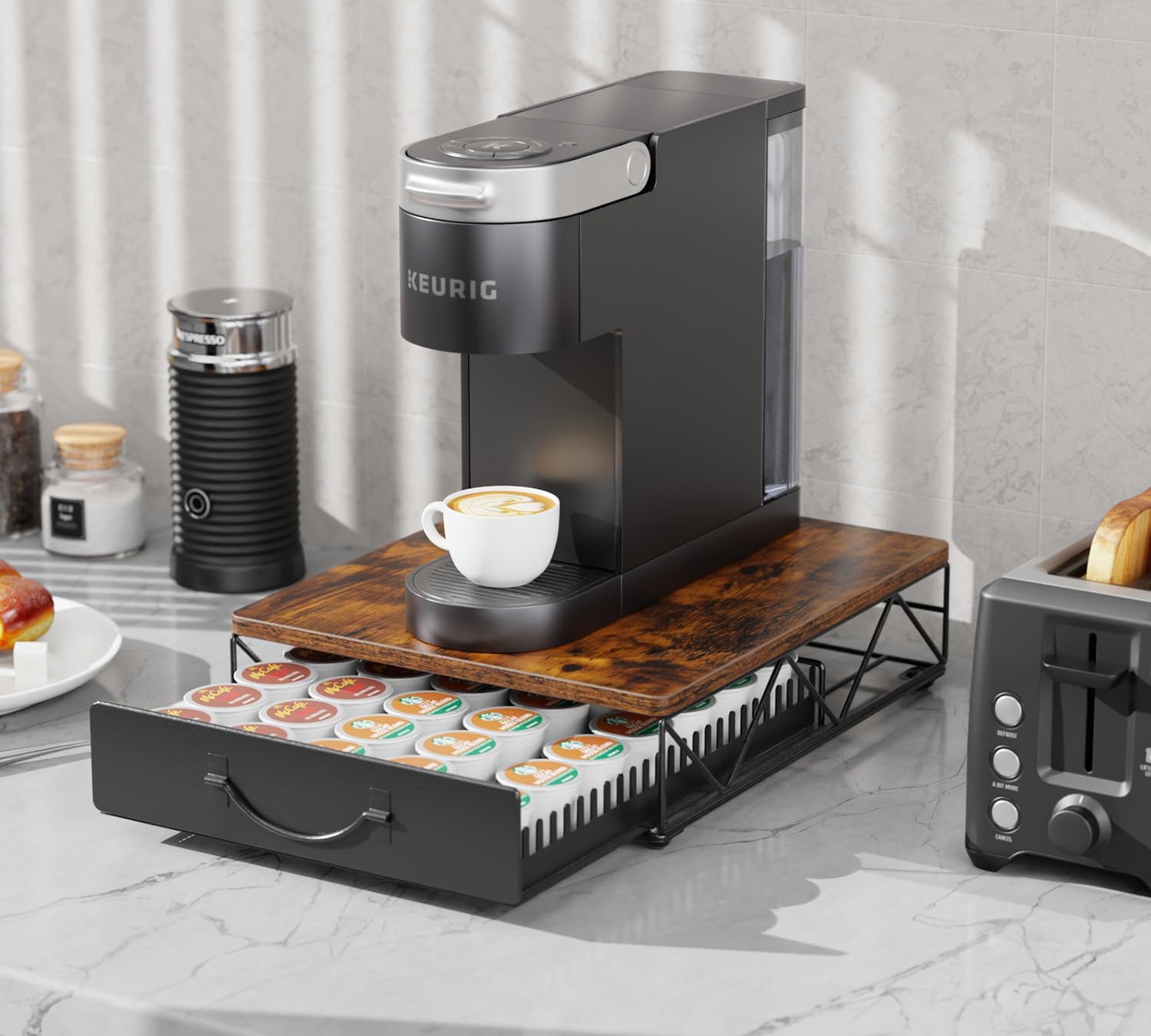 HFHOME Vertuo Pod Holder zona de almacenamiento para 30 cápsulas grandes.
