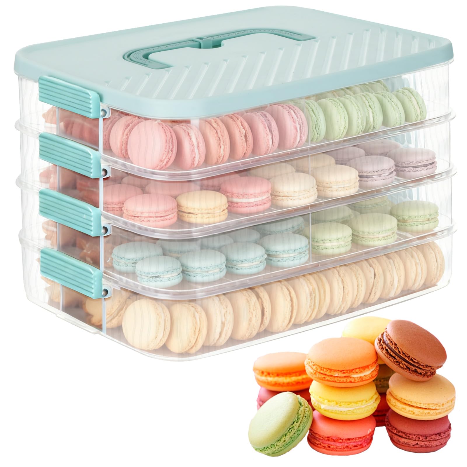 HFYZZ contenedor galletas 4 capas, tapa hermética para mantener frescura