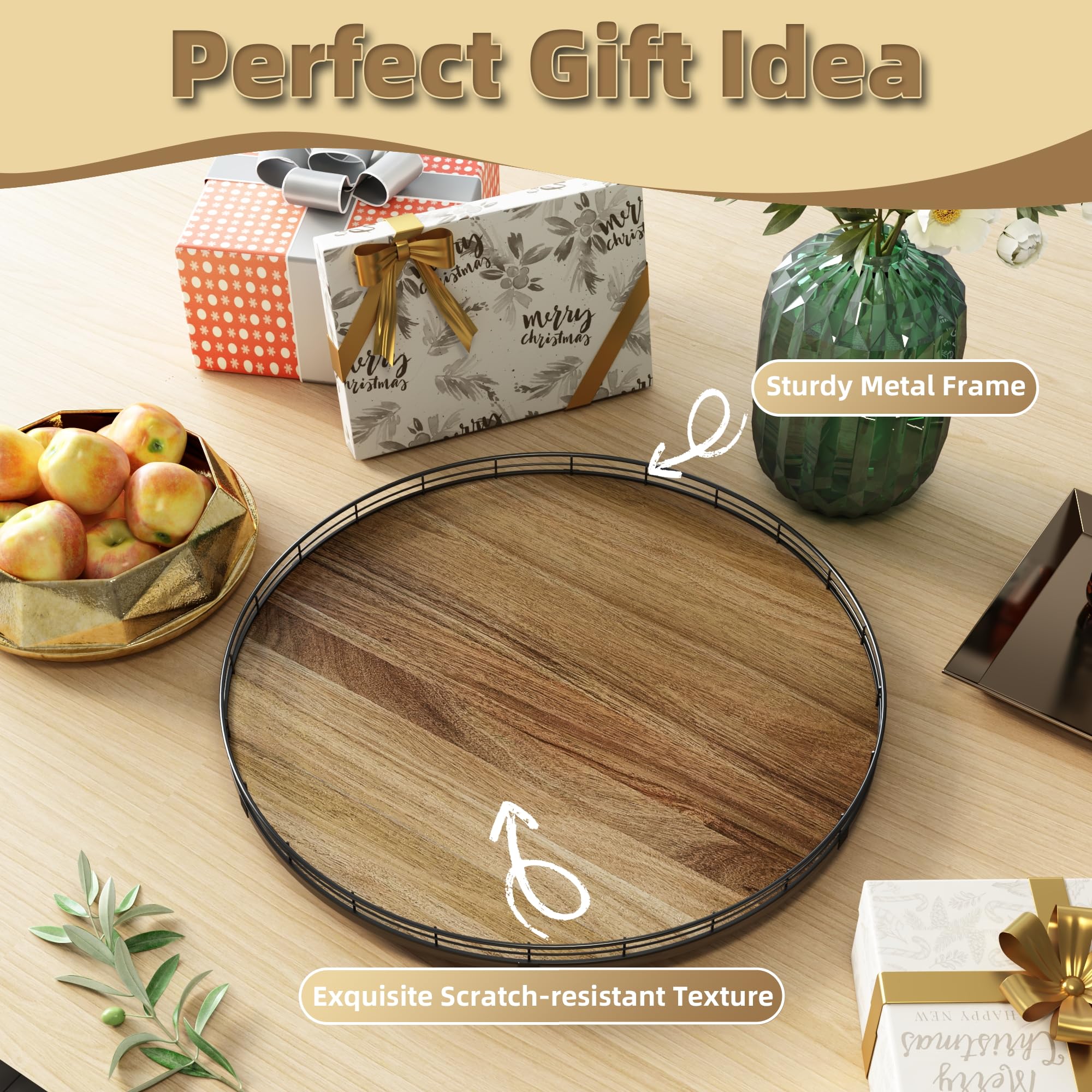 HGF Organizador giratorio de acacia, regalo ideal para inauguraciones y bodas.