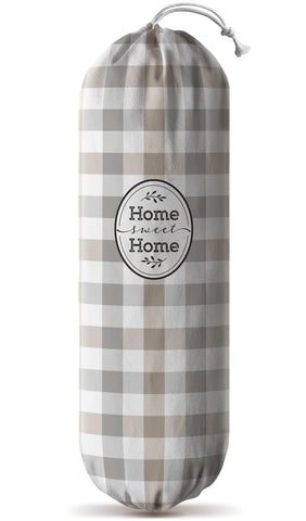 Hglian organizador de bolsas de plástico beige para ahorro de espacio en la cocina.