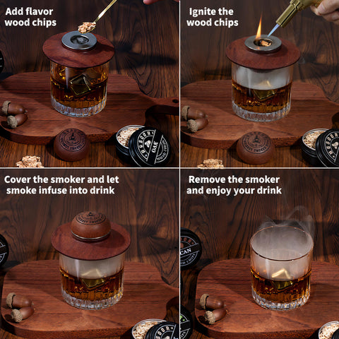 Hgsoor Whisky Smoker Kit: astillas de madera pecan para sabor intenso