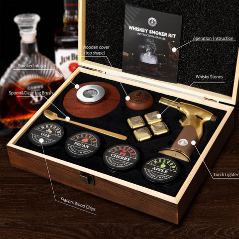 Hgsoor Whisky Smoker Kit: estuche regalo elegante para cocteles