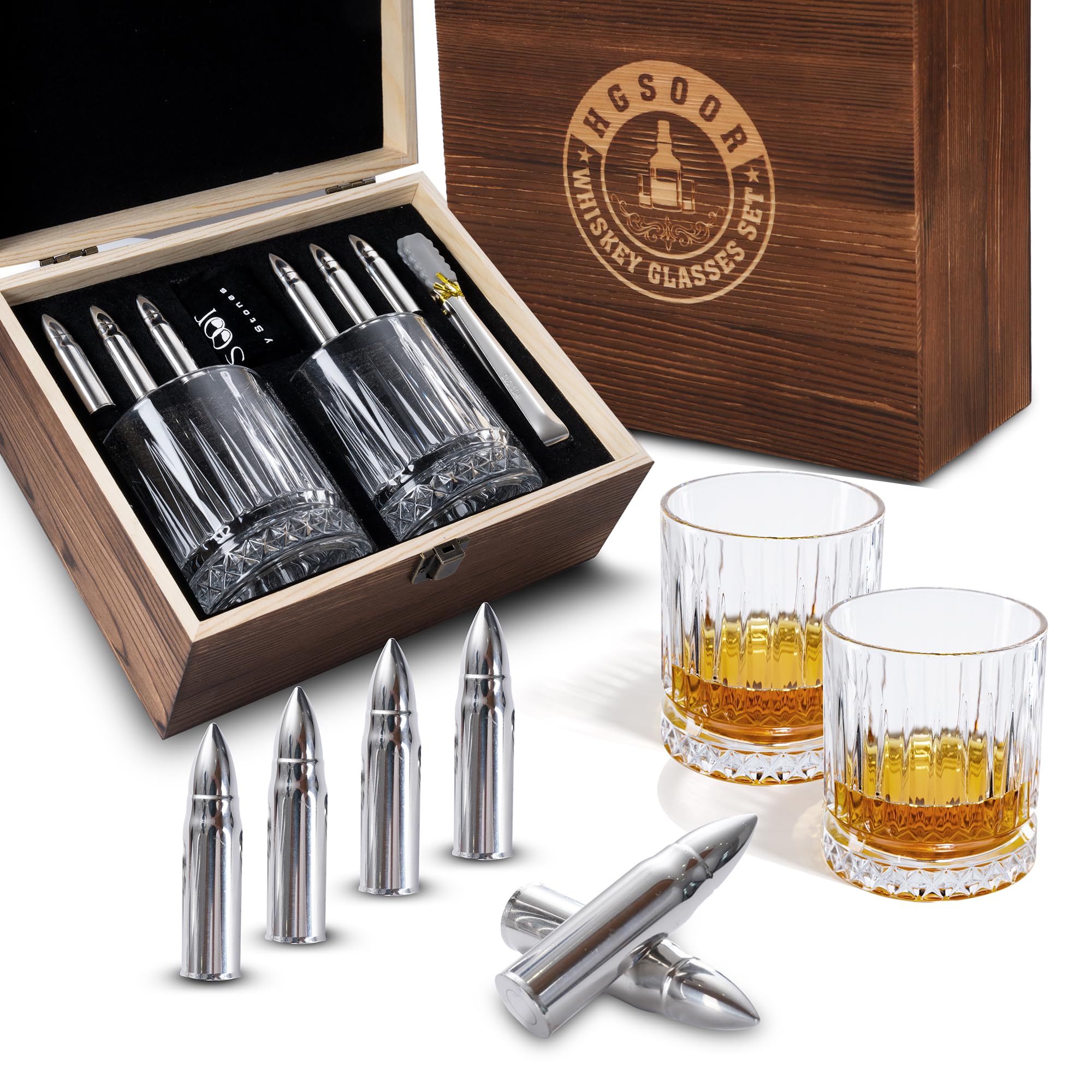 Vasos de whisky Hgsoor de cristal, ideales para degustar bebidas con claridad y elegancia.