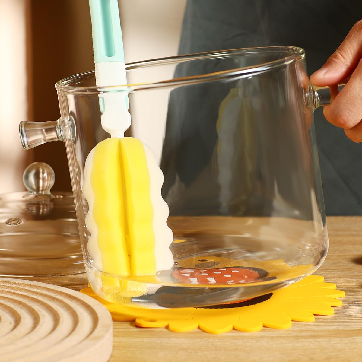 Olla de vidrio claro HHMJSM resistente al calor, apta para estufa y horno.