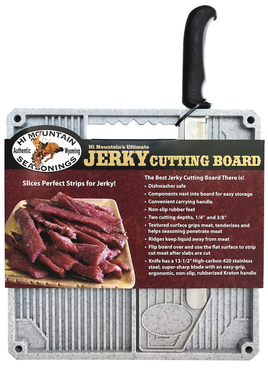 Hi Mountain Jerky Slicer Kit en tabla de corte antideslizante para rebanadas uniformes