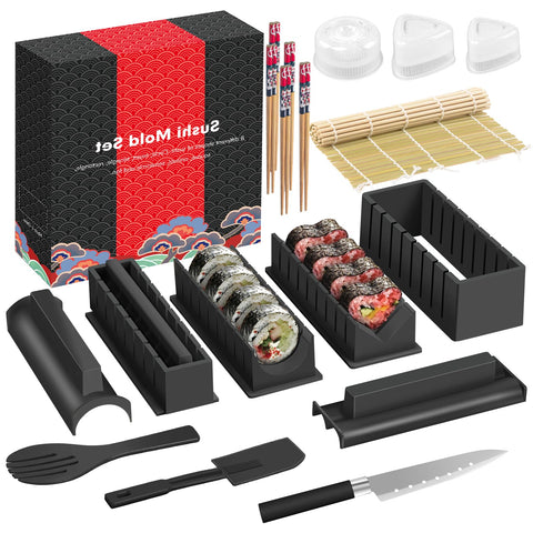 HI NINGER Sushi Kit Deluxe: moldes variados para sushi casero con resultados consistentes.